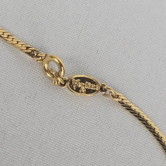 Vintage Vendome Red Enamel Crystal Detail Collar Necklace - Picture 5 of 6